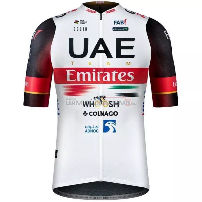 Abbigliamento Ciclismo UAE Manica Corta 2022 Nero Bianco Rosso